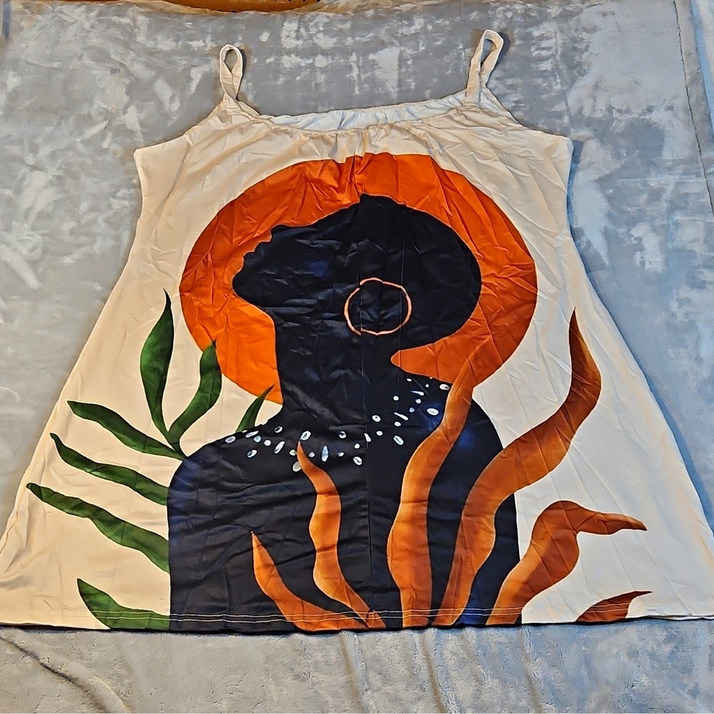 Women's Plus 4XL Octopus Graphic Print Spaghetti Strap Square Neck Tank Top